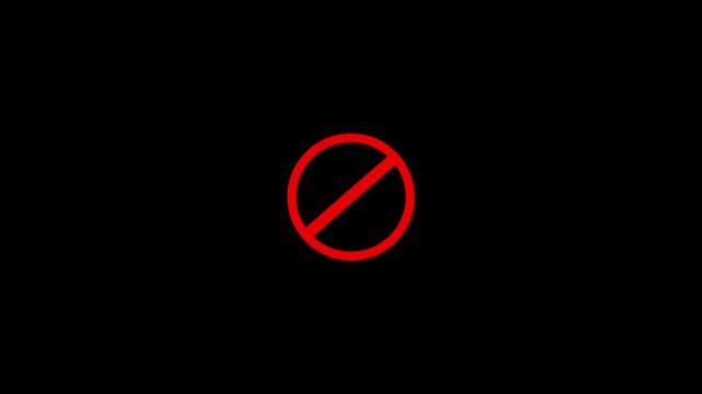 International prohibition mark. Ban forbidden sign. Traffic pictogram of Crossed out red circle. No symbol.4k video