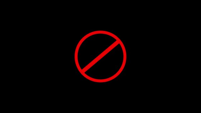 International prohibition mark. Ban forbidden sign. Traffic pictogram of Crossed out red circle. No symbol.4k video
