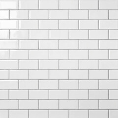 Obraz premium Close up of white subway tile wall background with clean grout lines