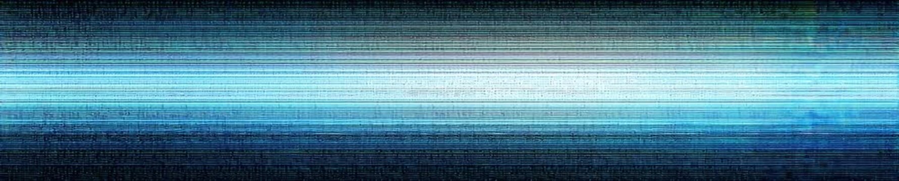 Abstract futuristic digital data stream background. Glowing blue neon beam with moving pixel blocks and retro scanline monitor effect. High tech cyberspace animation concept with wide copy space.