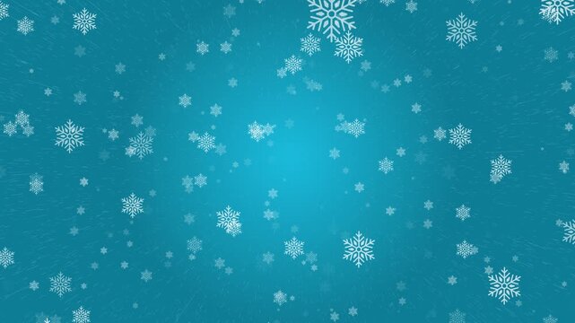 Blue Christmas snowflakes and snowfall loop background 4K