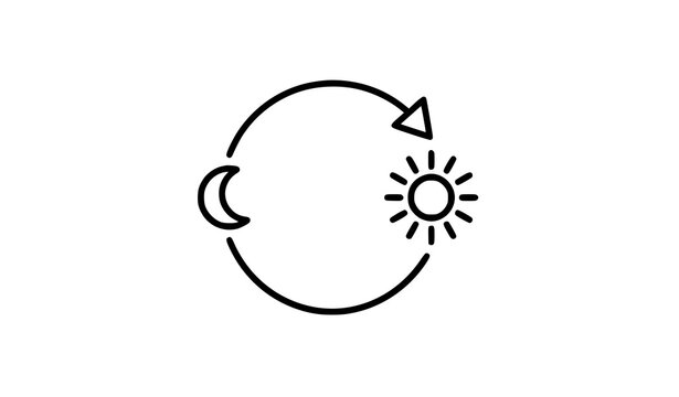 Circadian Rhythm Line Icon Sun and Moon Cycle Vector Symbol