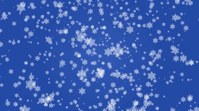 Blue Christmas snowflakes and snowfall loop background 4K