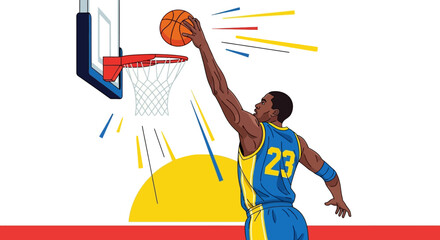 Basketball Player Slam Dunking Illustration © Manten