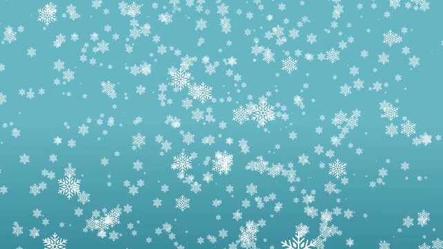 Blue Christmas snowflakes and snowfall loop background 4K