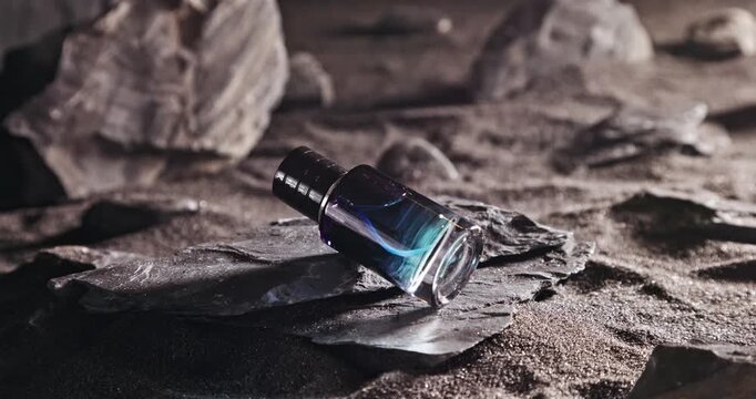 Intense blue perfume in environment rocks and volcanic sand.
