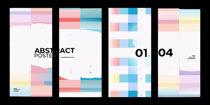Four Vertical Abstract Posters With Rectangular Color Blocks And Minimal Text poster