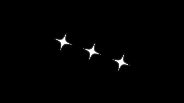 sparkling stars Shine animation,twinkle stars overlay screen, flat vector doodles, magical twinkling stars, star twinkling for festive holiday event on black screen background.4K