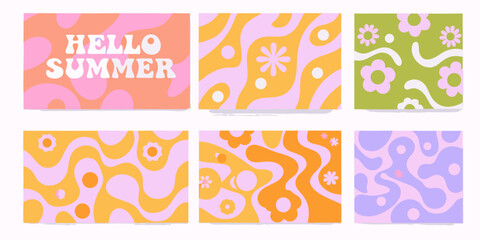 Retro floral pattern with wavy shapes and pastel colors vector illustration abstract floral © PabanBiswas