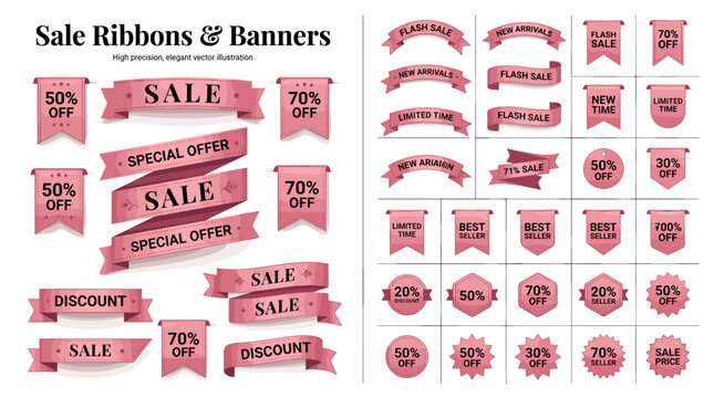 Sale Ribbons and Banners Collection.