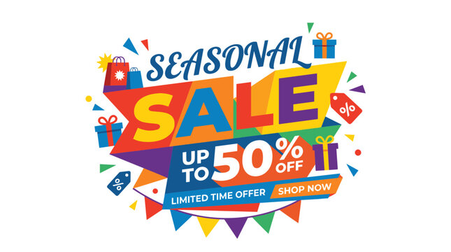 Seasonal sale discount banner colorful.