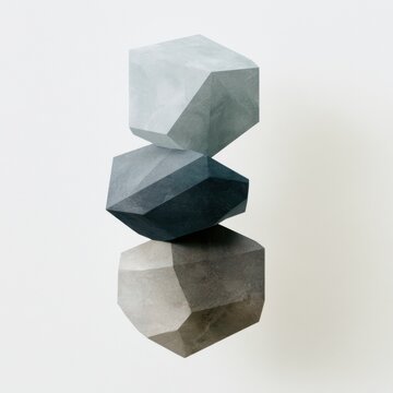 floating geometric shapes, abstract minimal composition