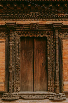 Intricate Wood Carvings on Traditional Newari Architecture in Kathmandu Nepal