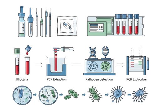 Medical laboratory process for pathogen detection using PCR extraction and analysis