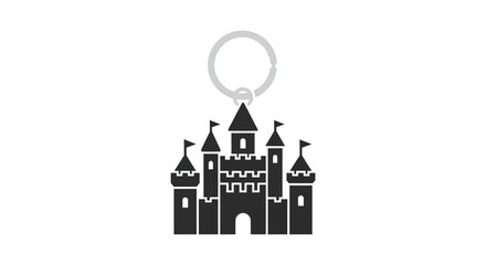 Fantasy Castle Keychain Icon - Vector Illustration © Ndomik