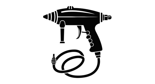 Vector illustration of vector illustration of a retro scifi ray gun with a power cable on a transparent background