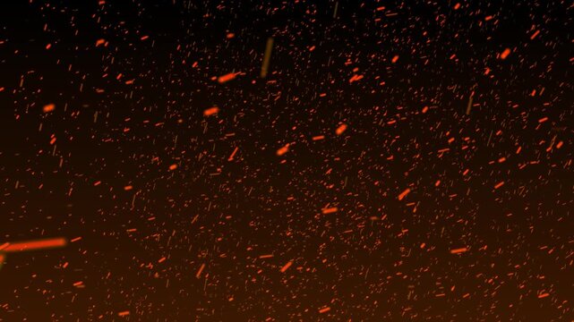 Fire sparks and glowing ember particle overlay loop on dark background 4K