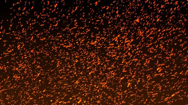 Fire sparks and glowing ember particle overlay loop on dark background 4K