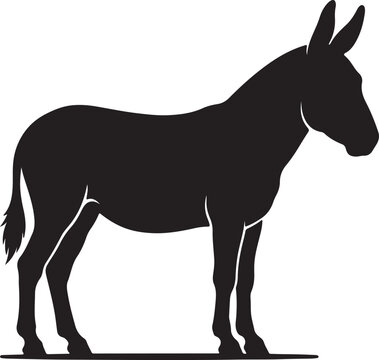 Donkey silhouette vector illustration of a standing equine animal