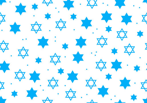 Jewish seamless pattern with confetti and star of David