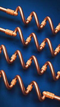 Copper cable wires with insulation on blue background - 3d illustration