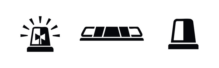 Emergency siren light icon set. Police beacon and flashing alarm lights symbol. © Lili