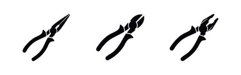 Fototapeta premium Pliers tool icon set. Hand tools, repair and construction symbols.
