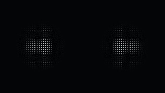 Minimalist black and white glowing halftone dot matrix