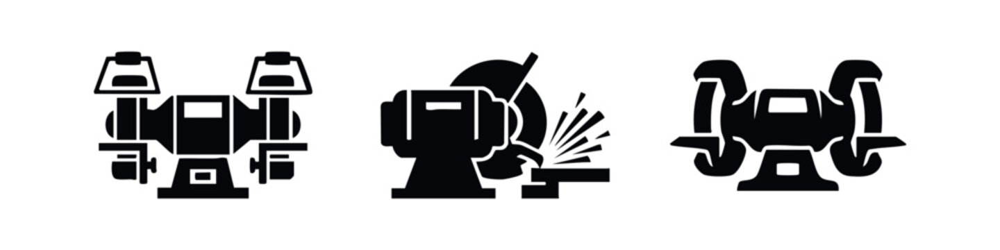 Bench Grinder Machine and Sparks Icons