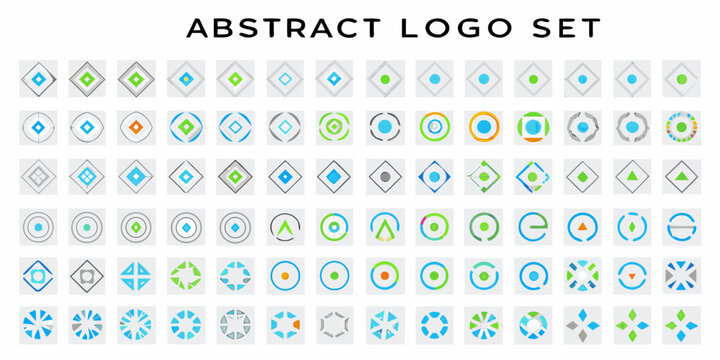 abstract logo set designs on white background geometric shapes symbols icons pattern