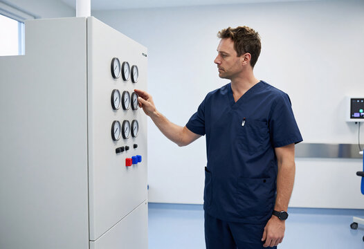 Hyperbaric Technician Monitoring Decompression Chambers