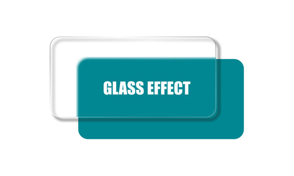 Transparent frosted glass effect rectangle shape on teal solid color background ui.