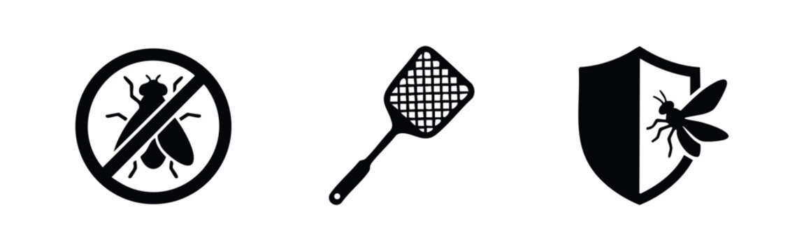 Pest Control, No Insects, and Fly Swatter Icons