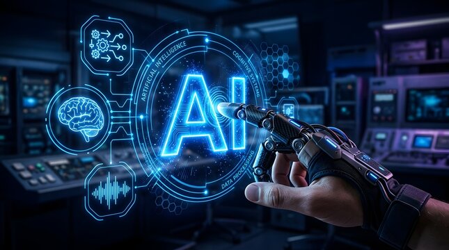Futuristic Artificial Intelligence Technology Interface with Cyber Neural Network and Machine Learning Concept