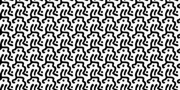 ghost shapes in black and white seamless pattern repeating design illustration vector