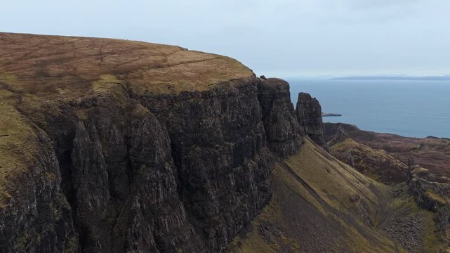 Dramatic cliffs of kilt rock on the isle of skye in scotland