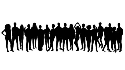Naklejka premium Silhouette group of people standing together isolated on transparent background, Vector