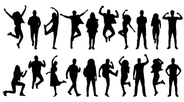 Diverse people dancing in a line isolated on transparent background, Vector