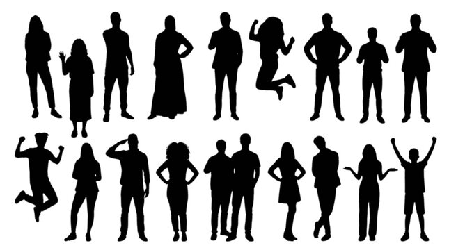 Diverse group of people in casual poses isolated on transparent background, Vector