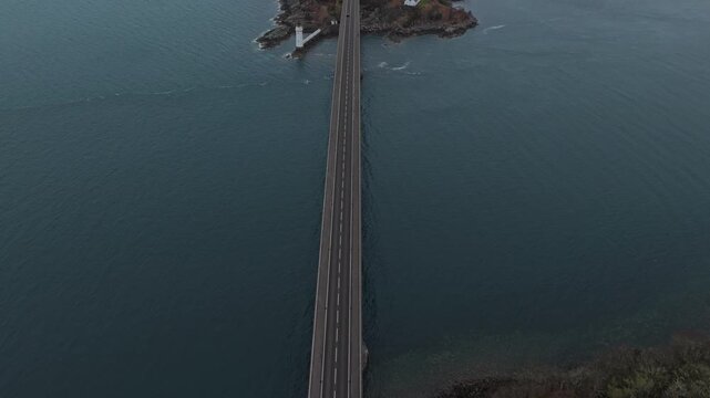 Aerial view of skye bridge connecting islands in scotland