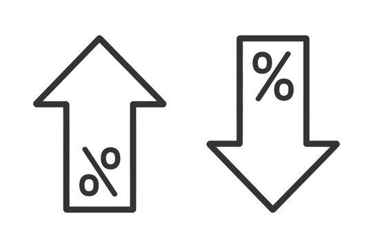 percentage arrows line art increase decrease finance economy statistics chart