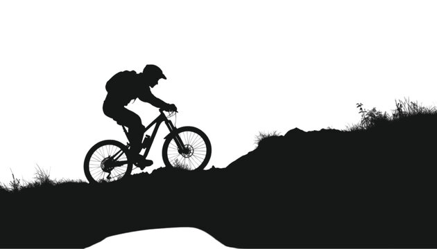 Cyclist navigates a narrow winding path across a hilly landscape during a vigorous outdoor session.
