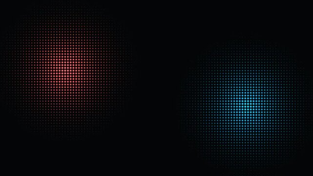 Colorful LED halftone dot pattern glowing on black background