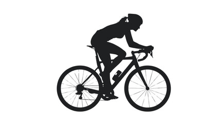 Obraz premium Cyclist silhouette performs a dynamic ride on a road bike while positioned against a white background.