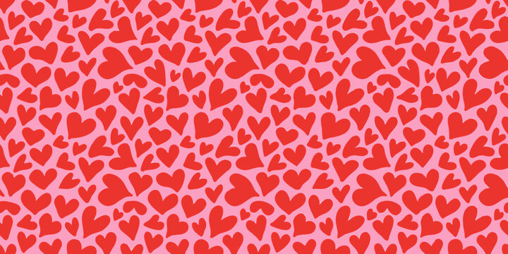 scattered red hearts on pink background seamless pattern heart shapes romantic design