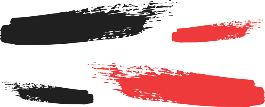 Brush stroke textures black and red paint swashes artistic grunge elements for design