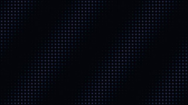 Abstract wave of glowing digital plus signs changing color