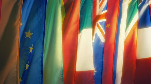 Flags Of The World In Sun Glow
