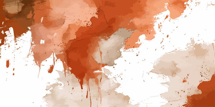 An artistic vintage world map design featuring red and yellow paint splashes with a grunge watercolor texture on an old dirty paper background