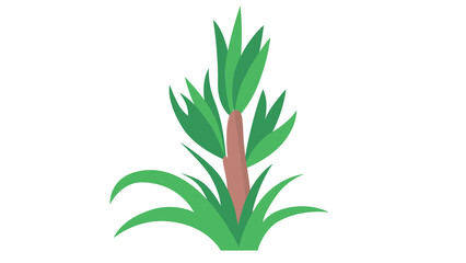 Fototapeta premium Minimalist Vector Illustration Featuring a Vibrant Green Tropical Plant with Spiky Leaves Isolated on a Clean White Background